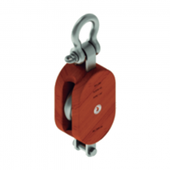 12 in. Regular Wood Shell Block Single Sheave - WLL 5000 lb - Anchor Shackle - 1-1/4 in. Manilla Rope