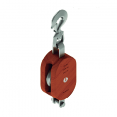 16 in. Extra Heavy Wood Shell Block Single Sheave - WLL 12000 lb - Swivel Hook w/Latch - 2 in. Manilla Rope