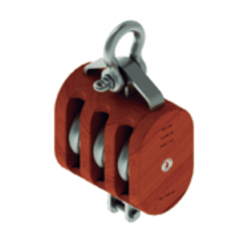 12 in. Regular Wood Shell Block Triple Sheave - WLL 10000 lb - Anchor Shackle - 1-1/4 in. Manilla Rope