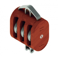 12 in. Regular Wood Shell Block Triple Sheave - WLL 10000 lb - No-Fitting - 1-1/4 in. Manilla Rope