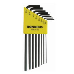 Bondhus Hex End Long Arm L-Wrench SAE 8pc Set (HLX8) Corrosion Resistant