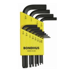 Bondhus Hex End Short Arm L-Wrench SAE 12pc Set (HLX12S) Corrosion Resistant