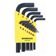 Bondhus Hex End Short Arm L-Wrench SAE 13pc Set (HLX13S) Corrosion Resistant