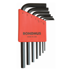 Bondhus Hex End Short Arm L-Wrench Metric 7pc Set (HLX7MS) Corrosion Resistant