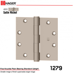 Hager 1279 4.5 x 4.5 US15 Full Mortise Hinge Stock No 010050