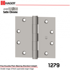 Hager 1279 5 x 4.5 US26D Full Mortise Hinge Stock No 010457