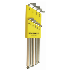 Bondhus Ball End Long Arm Stubby L-Wrench SAE 10pc Set (SBLX1OB) Chrome finish