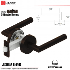 Hager 2310 Joshua Lever Tubular Lockset US10B Stock No 169469