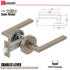 Hager 2310 Charles Lever Tubular Lockset US15 Stock No 169722