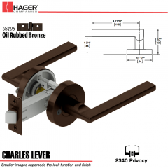 Hager 2340 Charles Lever Tubular Lockset US10B Stock No 169828