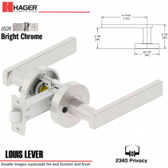 Hager 2340 Louis Lever Tubular Lockset US26 Stock No 169824