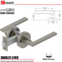 Hager 2340 Charles Lever Tubular Lockset US26D Stock No 169733