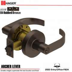 Hager 2550 Archer Lever US10B Door Lock Stock No 129637