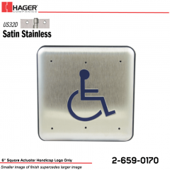 Hager 6 in. Square Actuator Handicap Logo Only Stock No 162708