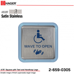 Hager 4.75 in. Square Actuator with Text and Handicap Logo Stock No 185056