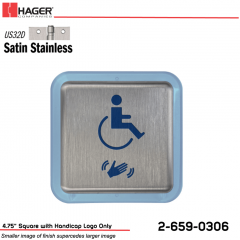 Hager 4.75 in. Square Actuator with Handicap Logo Only Stock No 185059