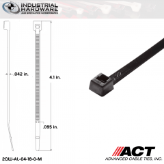 ACT AL-04-18-0-M Miniature 18 LB 4 in. Nylon UV Black Cable Tie (10000 Pcs/Case)