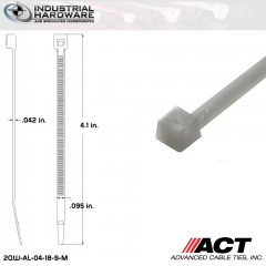 ACT AL-04-18-9-M Miniature 18 LB 4 in. Nylon Natural Cable Tie (10000 Pcs/Case)