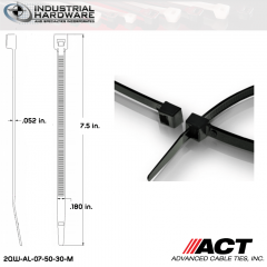 ACT AL-07-50-30-M Standard 50LB.  7 in. 50lb Heat Stabilized Black Ties (10000 Pcs/Case)