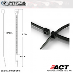 ACT AL-08-120-30-C Heavy Duty 120LB.  8 in. 120lb Heat Stabilized Black Ties (3000 Pcs/Case)