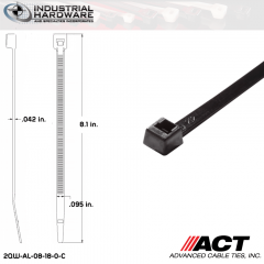 ACT AL-08-18-0-C Miniature 18 LB 8 in. Nylon UV Black Cable Tie (10000 Pcs/Case)