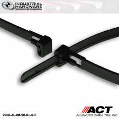 ACT AL-08-50-RL-0-C 8 in. Tab Releasable Cable Ties Black 5000 Pcs/Case