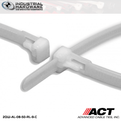 ACT AL-08-50-RL-9-C 8 in. Tab Releasable Cable Ties Natural 5000 Pcs/Case