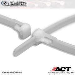 ACT AL-12-50-RL-9-C 12 in. Tab Releasable Cable Ties Natural 3000 Pcs/Case