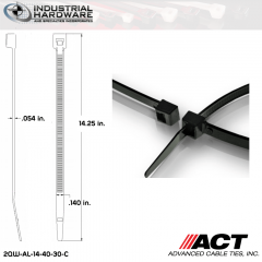 ACT AL-14-40-30-C Intermediate 40 LB. 14 in. Nylon Heat Stabilized Black Cable Tie (5000 Pcs/Case)