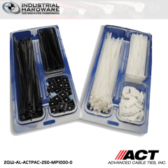 ACT AL-ACTPAC-250-MP1000-0 Black 7" 11" Cable Tie & 1" Mounting Base Kit 5kit/Case