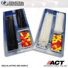 ACT AL-ACTPAC-250-YWRD-0 UV Black 7"-11" Cable Tie & Wire Nut Kit Red/Yellow