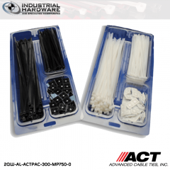 ACT AL-ACTPAC-300-MP750-0 Black 7" 11" Cable Tie & 3/4" Mounting Base Kit 20kit/Case