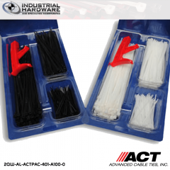 ACT AL-ACTPAC-401-A100-0 UV Black Cable Tie Kit 4"-7"-11" with Installation Tool