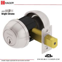 Hager 3114 2-3/4 US26 NC IC Grade 1 Deadlock Stock No 034810