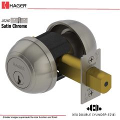 Hager 3114 2-3/4 US26D SCC KA 6PKEY Grade 1 Deadlock Stock No 102758