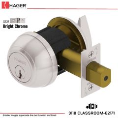 Hager 3118 2-3/4 US26 NC IC Grade 1 Deadlock Stock No 039335