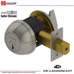 Hager 3118 2-3/4 US26D SCC KA ASA1D Grade 1 Deadlock Stock No 148867