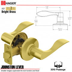 Hager 3310 Johnston Lever Tubular Leverset US3 Stock No 197232