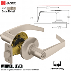 Hager 3340 Withnell Lever Tubular Leverset US15 Stock No 144607