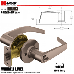 Hager 3353 Withnell Lever Tubular Leverset US10B Stock No 144779