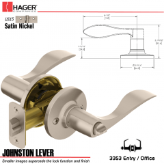 Hager 3353 Johnston Lever Tubular Leverset US15 Stock No 144973