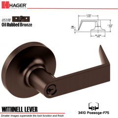 Hager 3410 Withnell Lever Lockset US10B/US26D Stock No 114657