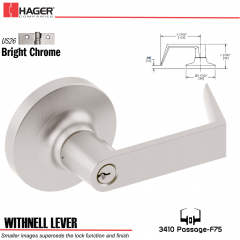 Hager 3410 Withnell Lever Lockset US26 Stock No 012526