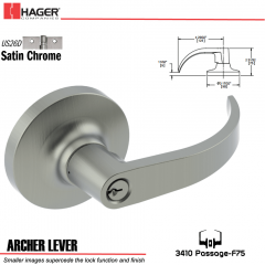 Hager 3410 Archer Lever Lockset US26D Stock No 105695