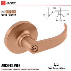 Hager 3440 Archer Lever Lockset US10 Stock No 123007