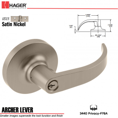 Hager 3440 Archer Lever Lockset US15 Stock No 132117