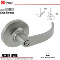 Hager 3440 Archer Lever Lockset US26D Stock No 012514