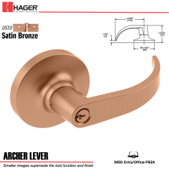 Hager 3450 Archer Lever Lockset US10 Stock No 003539