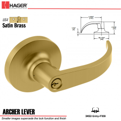 Hager 3453 Archer Lever Lockset US4 Stock No 102074