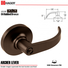 Hager 3480 Archer Lever Lockset US10B Stock No 050292